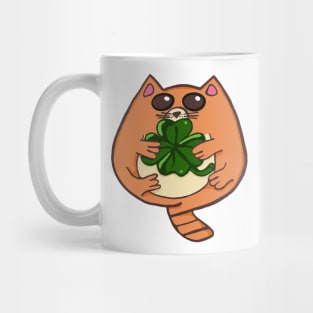 Cat hugging a Four Leaf Clover Mug